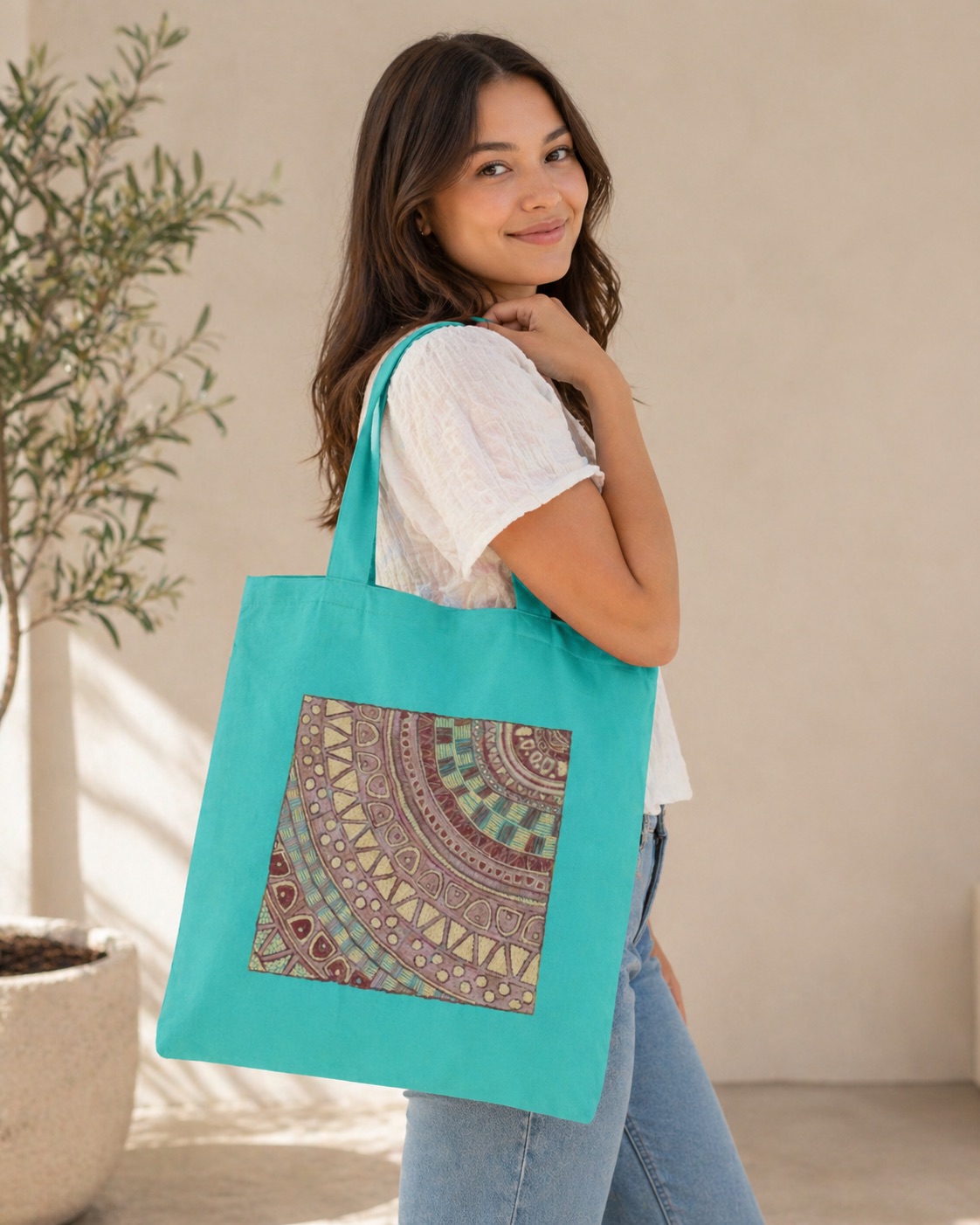 Tote - Isondo Pattern on Green