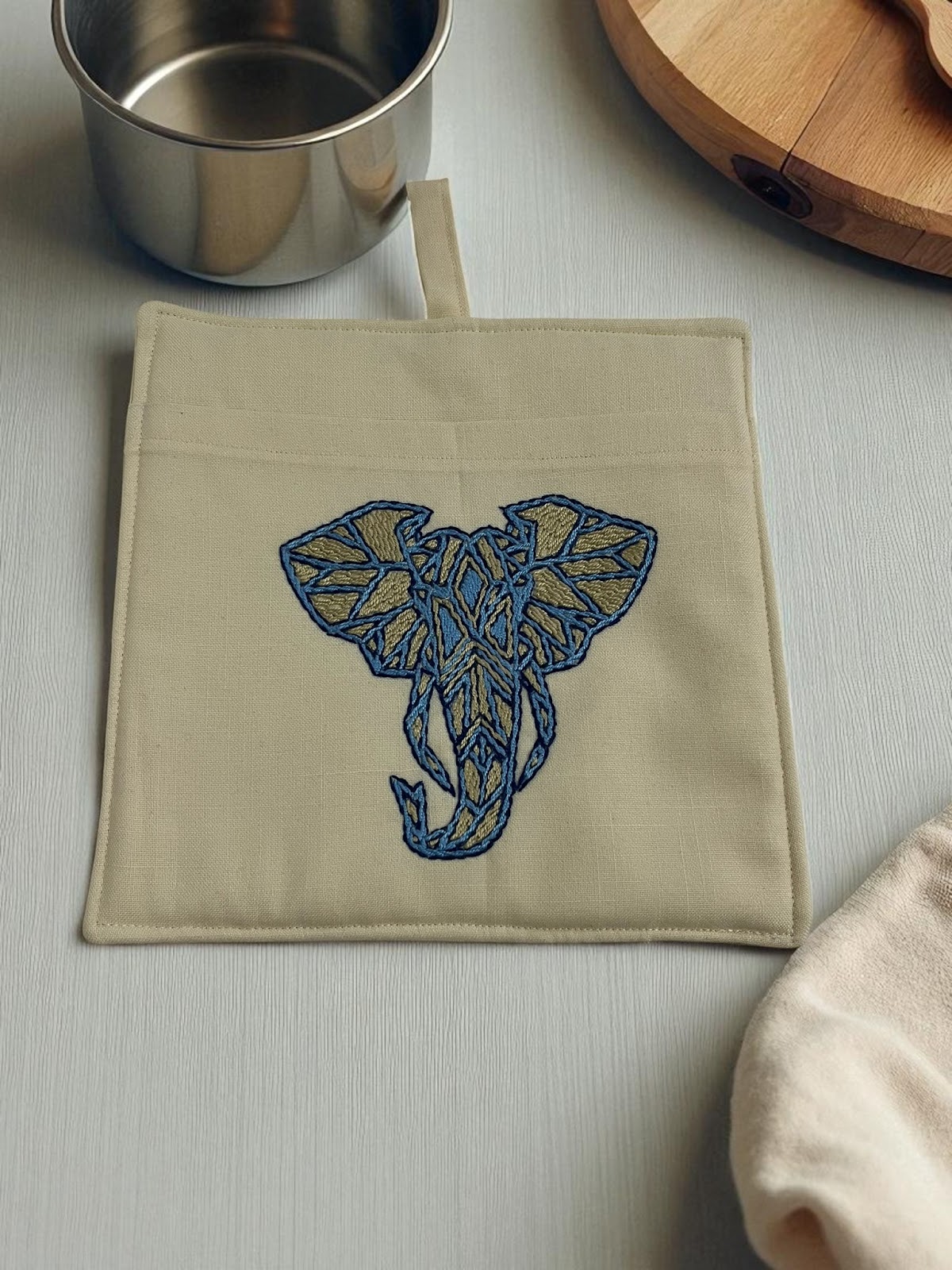 Elephant on Beige Potholders